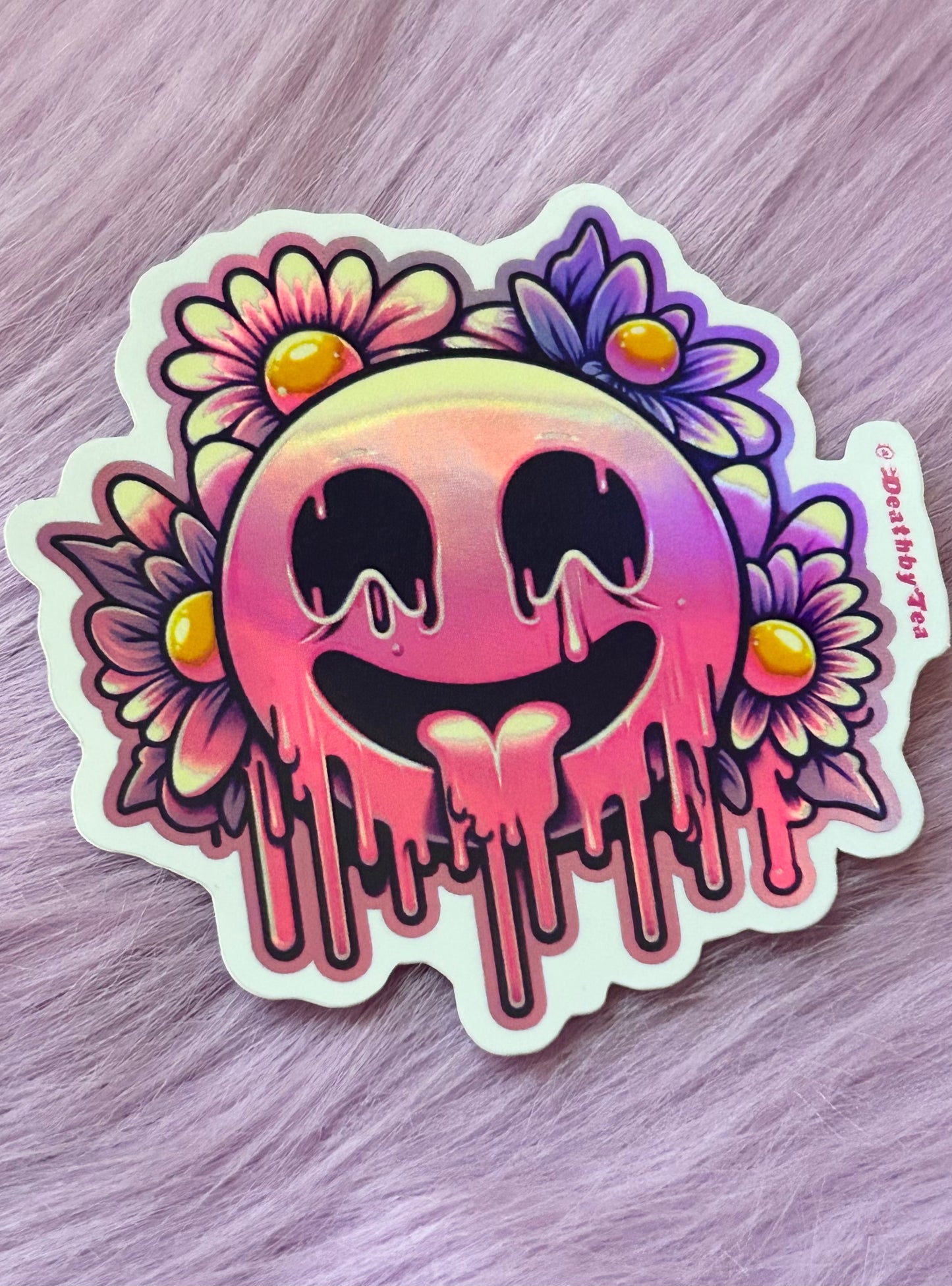 Retro Melting Smiley Sticker